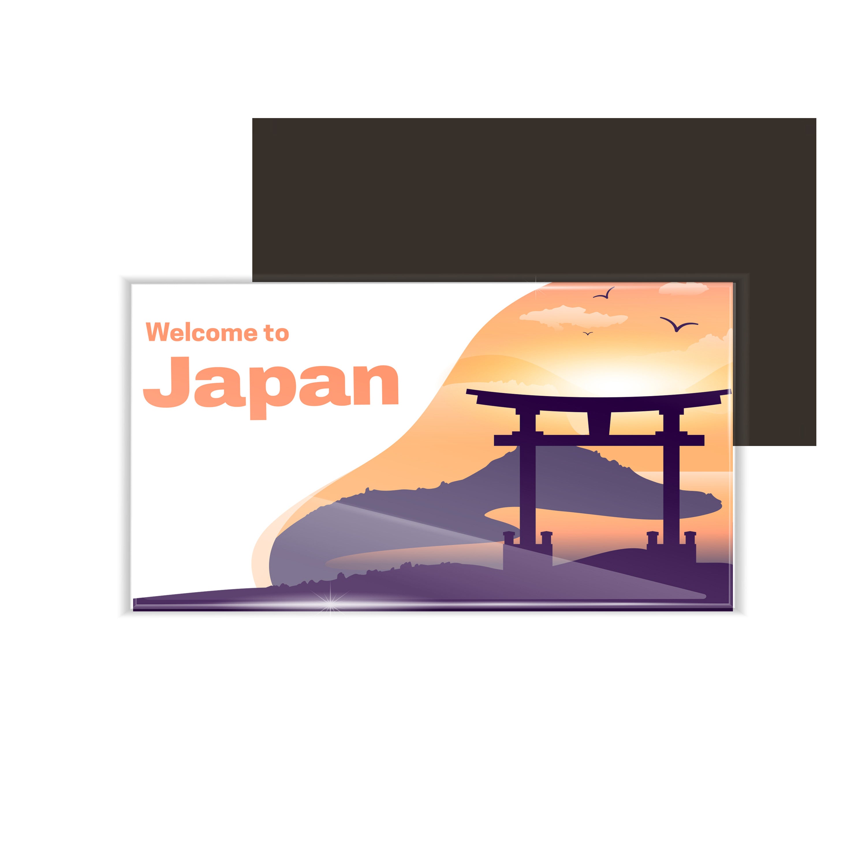 dhcrafts Fridge Magnet Rectangle Acrylic Glass (8.6 x 5.4 cm) Multicolor Travel Japan D1 Design Pack of 1